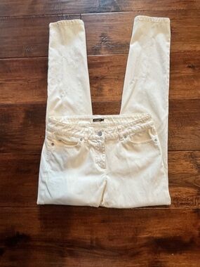 J. McLaughlin Luxe OFF White/Cream Stretch Denim Mid Rise Pants Sz 6. Skinny.